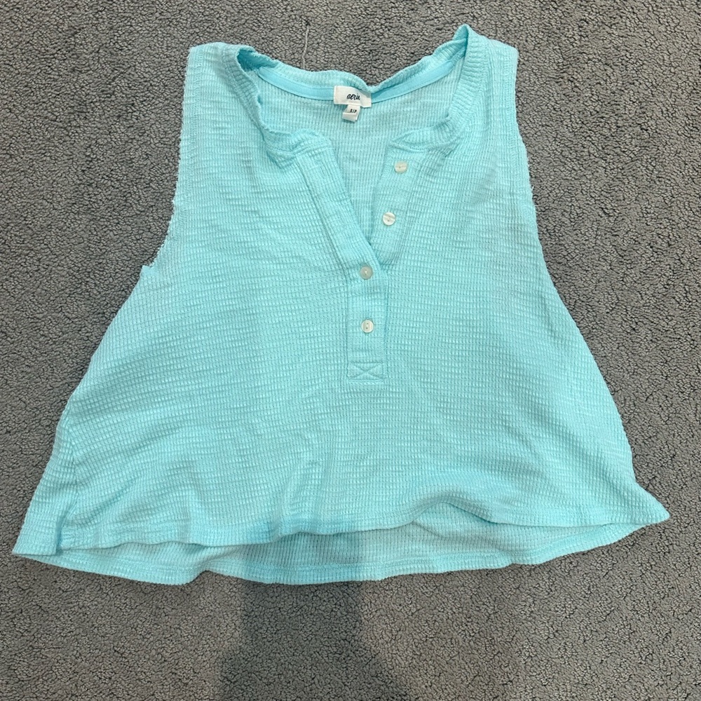 Aerie Sunspun Waffle Cropped Tank Top